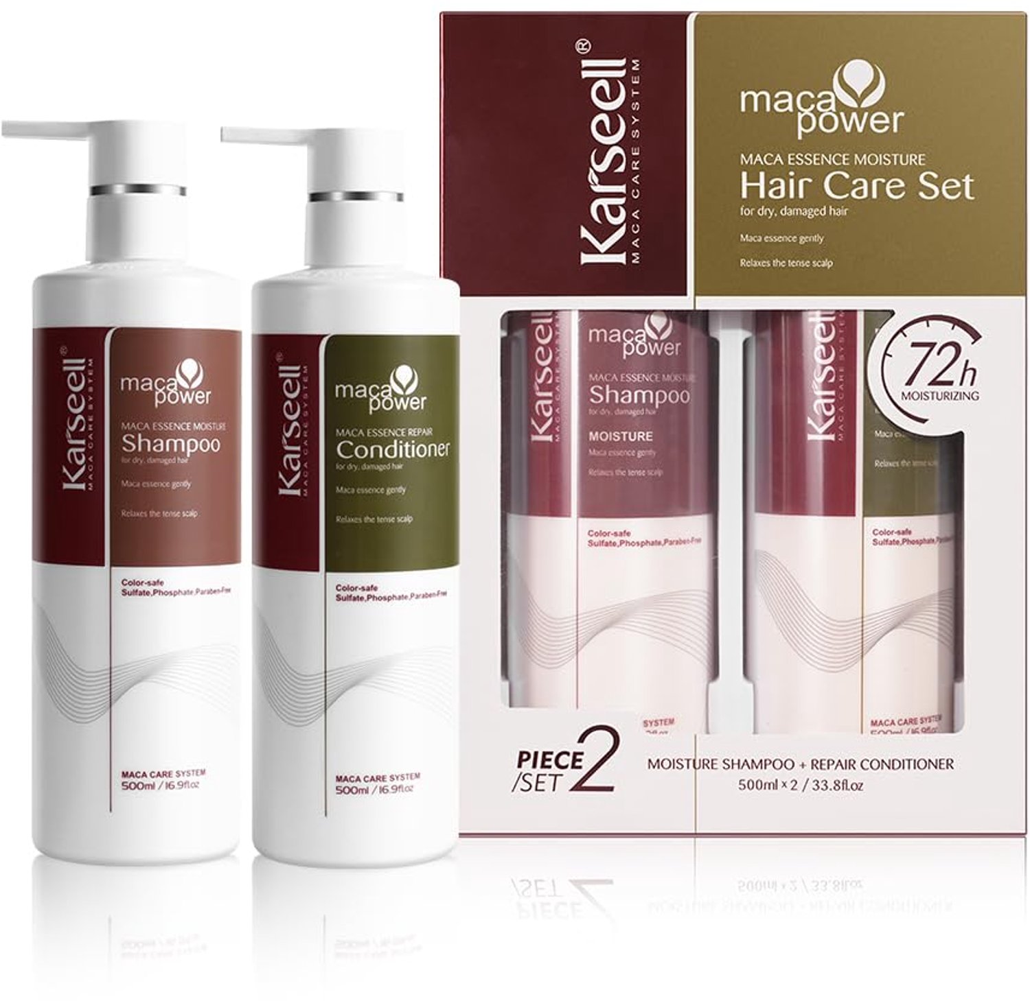 Shampoo & Conditioner Set – 2x500 ml – Met Arganolie – Voor Droog en Beschadigd Haar – Parabeenvrij
