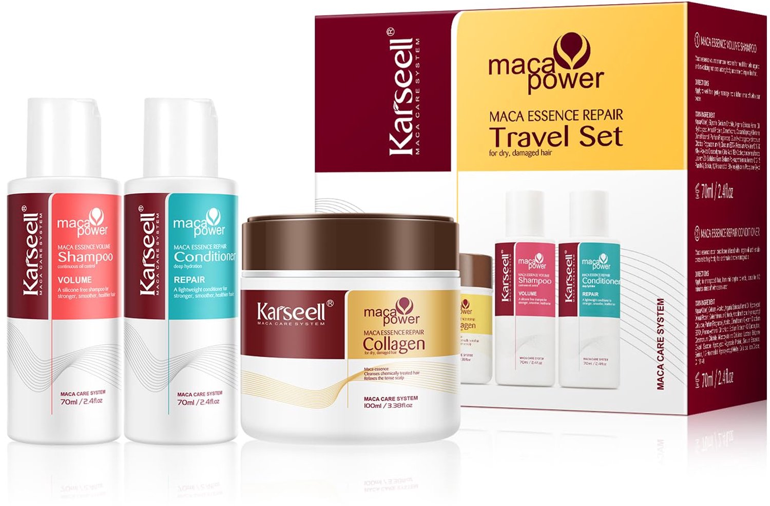 Haarverzorgingsset 3-delig – Shampoo, Conditioner & Haarmasker – Met Collageen en Arganolie – Travel Set