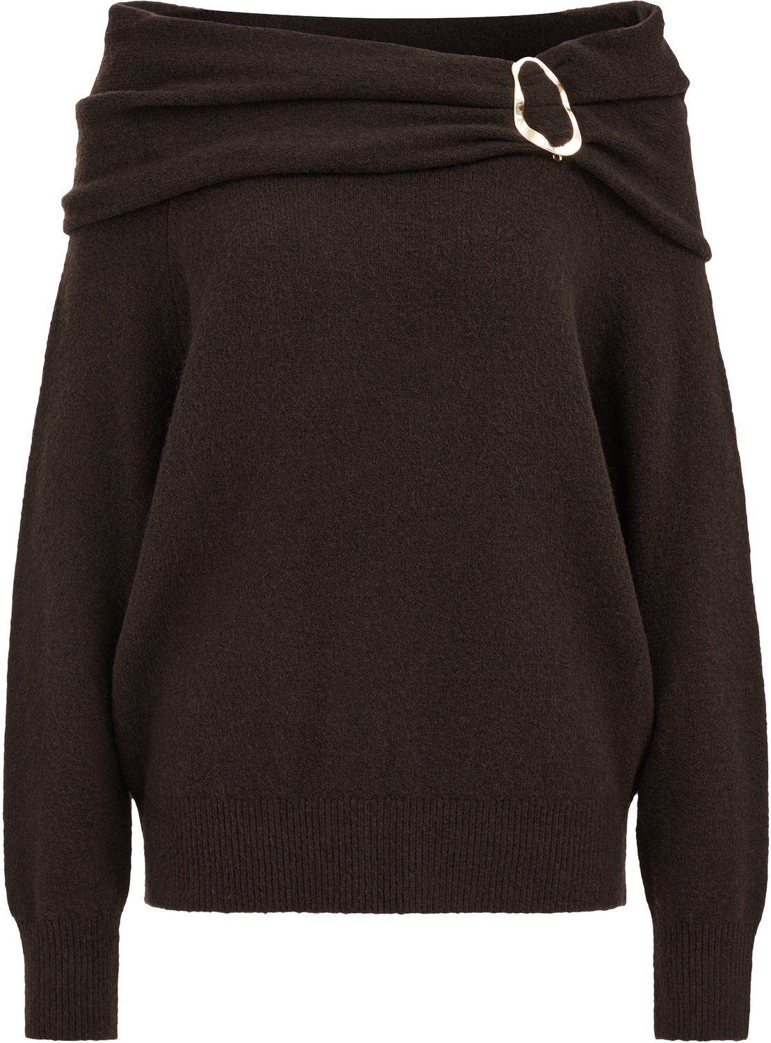 WE Fashion Dames oversized trui van wolmix met goud accent