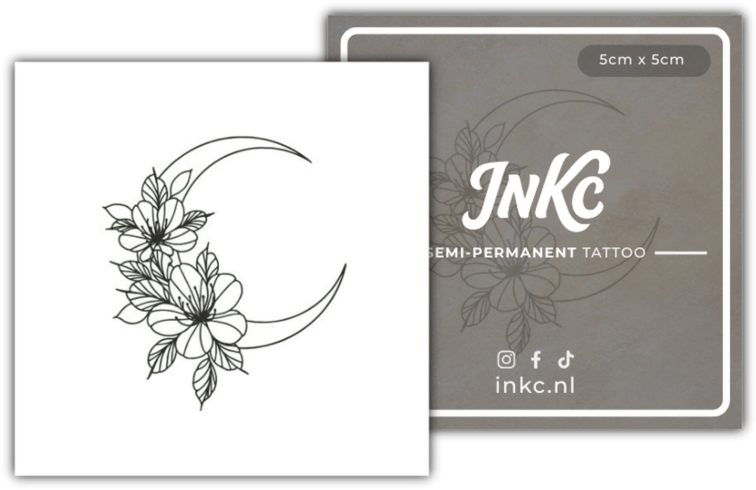 INKC - Tijdelijke Tattoo - Bloemmaan - Nep Tattoo - Plak Tattoos - Blijft tot 2 weken - 5 x 5cm
