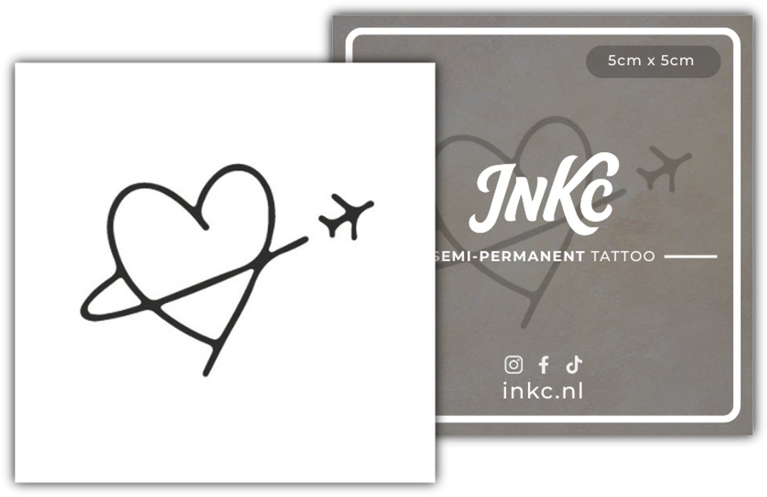INKC - Tijdelijke Tattoo - Liefde in de Lucht - Nep Tattoo - Plak Tattoos - Blijft tot 2 weken - 5 x 5cm