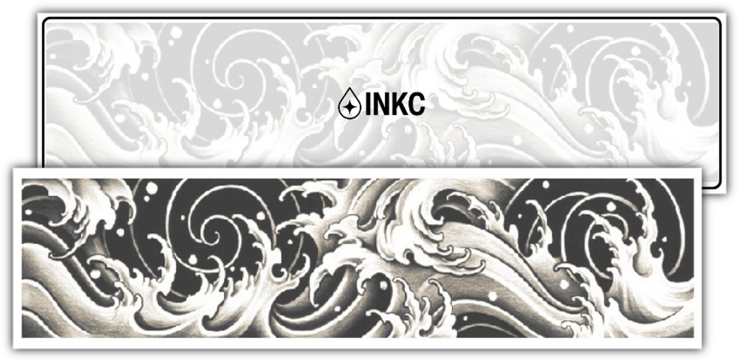 INKC - Tijdelijke Tattoo - Stormgolfband - Nep Tattoo - Plak Tattoos - Blijft tot 2 weken - 6,5 x 24cm