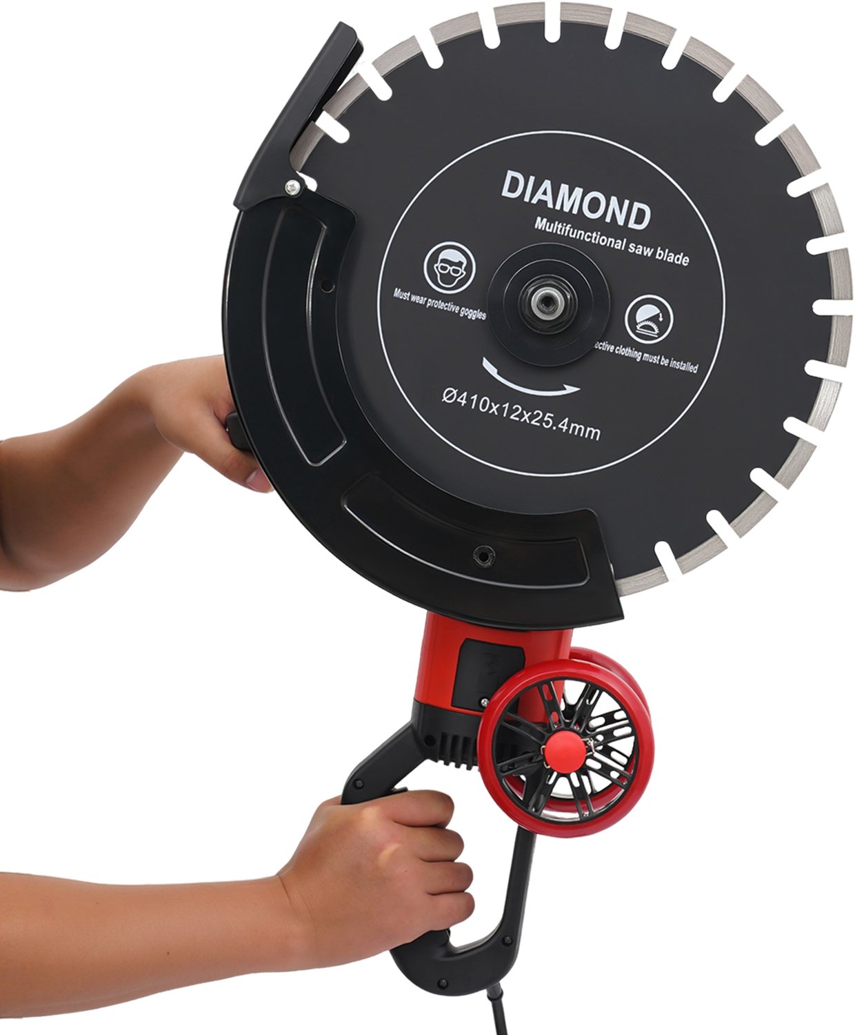 Elektrische Betonzaag - 4000 W Vermogen - 16 Inch Zaagblad - Rood - Cirkelzaag - Voor Steen En Beton