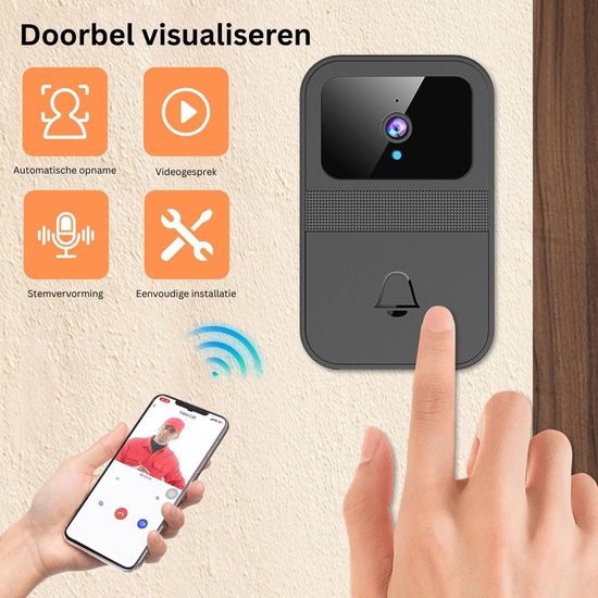 DailySupplies® Videodeurbel met Camera - Intercom Systeem - Veiligheid Thuis -Zwart — afbeelding 4