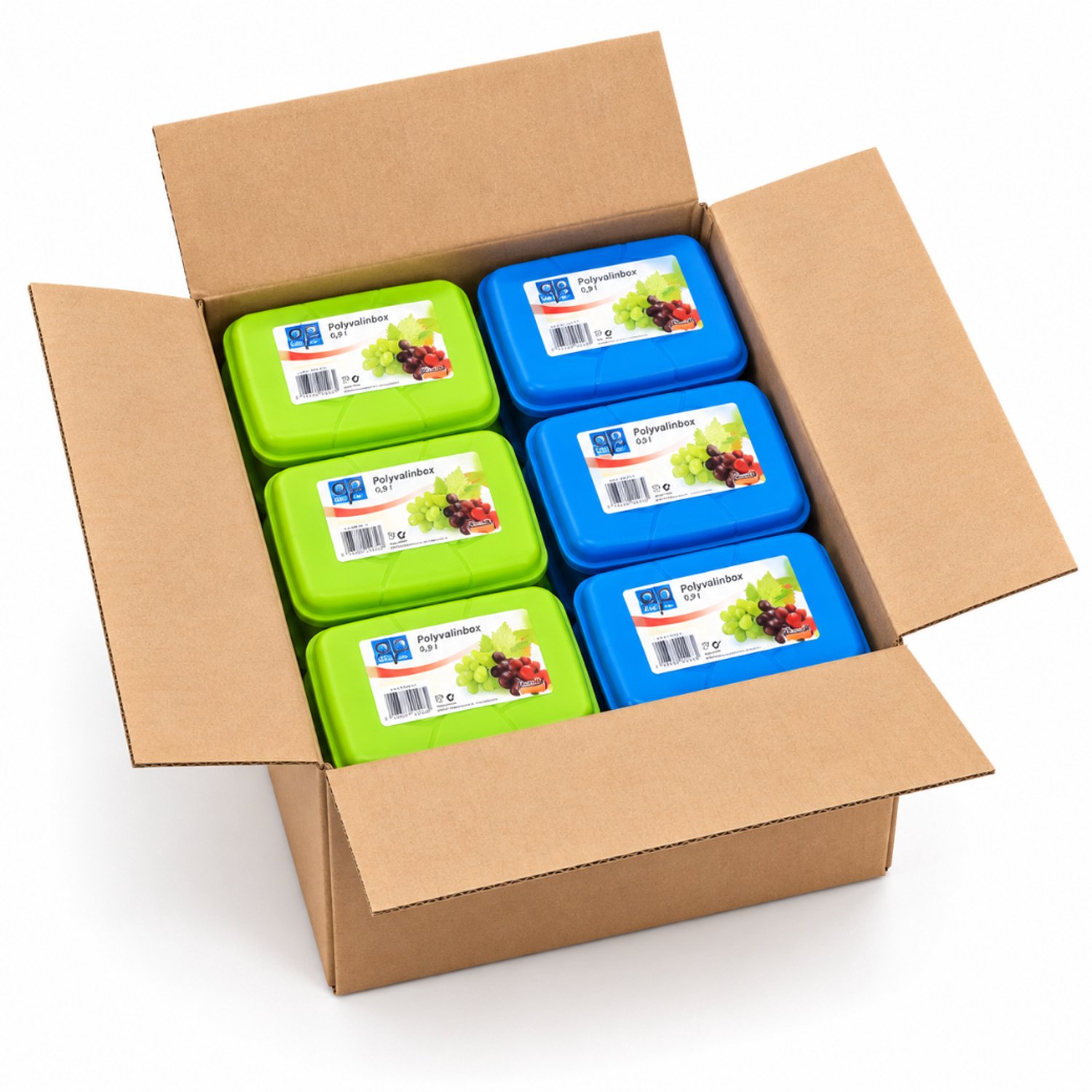 Alpfa – Lunchboxen – 0,9 Liter – Set van 12 Stuks – Vershoudbakjes met Klikdeksel – Groen en Blauw