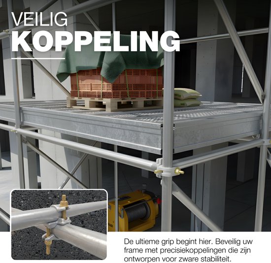 GeZu Impex Steigerkoppeling Ø 48 x 48 mm | L | 90° | Set van 4 set van 4 Gegalvaniseerd draaikoppeling klem voor steiger