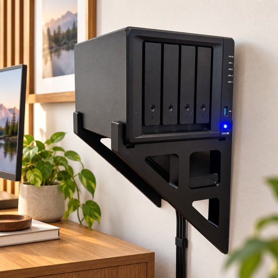 Wandhouder geschikt voor Synology DiskStation DS418, DS418play, DS420+, DS423+, DS425+, DS920+ & DS923+ - Houder voor NAS apparaat — afbeelding 3