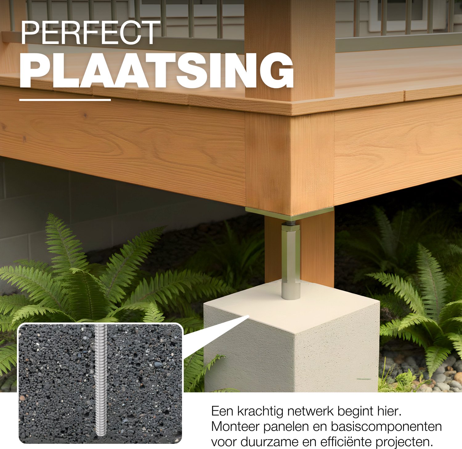 GeZu Impex Paalhouder Hoogte Verstelbare 110 x 110 mm | 500-550 mm set van 4 Thermisch Verzinkt paaldragers paalsteun