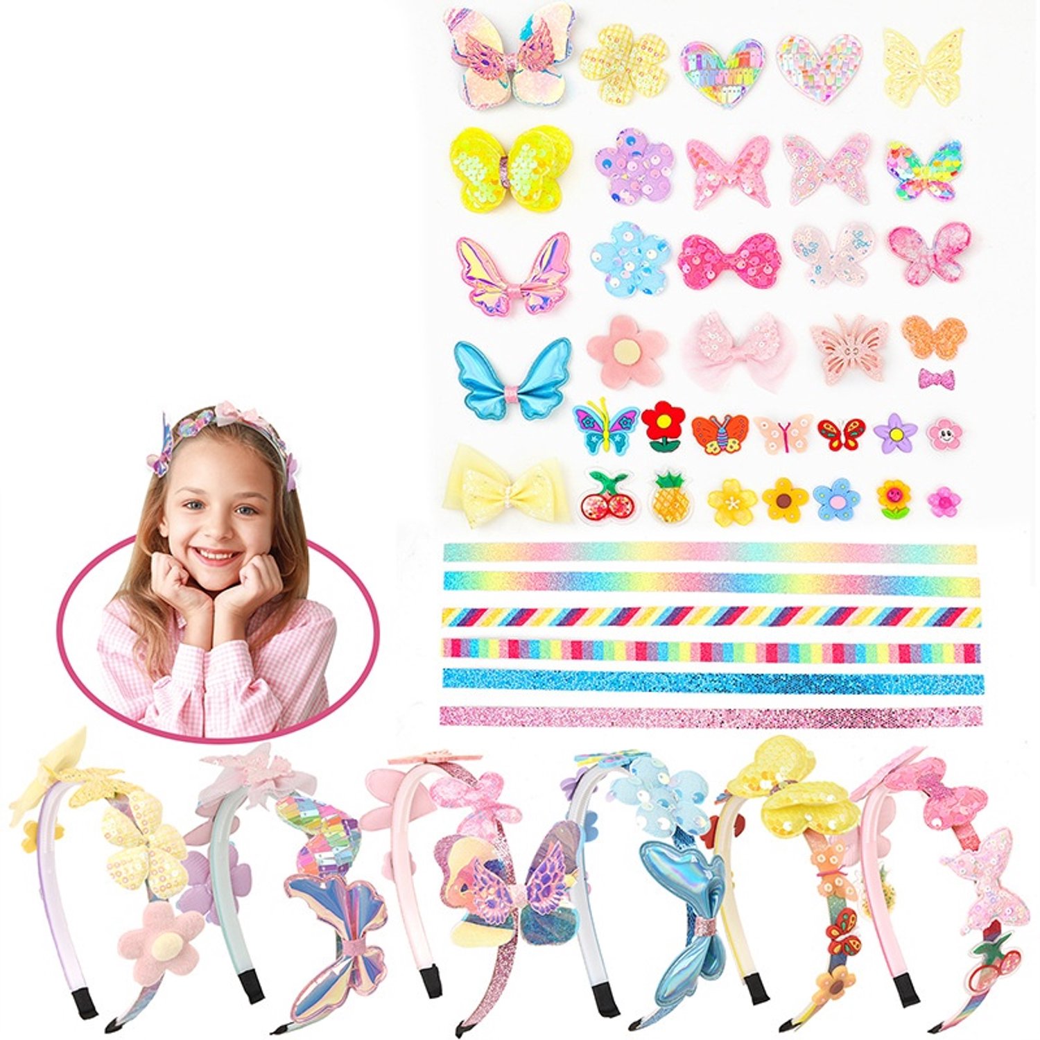 DIY Haarbandenset voor meisjes - Knutselcadeau voor Pasen - Maak je eigen modieuze haarbanden voor kinderen - DIY haaraccessoires - Cadeau voor meisjes van 5-12 jaar