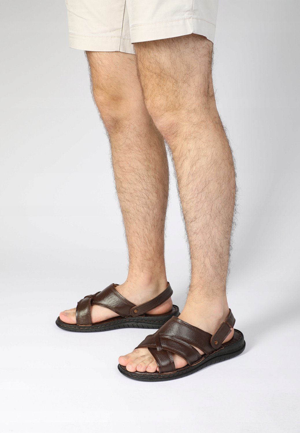 Venezia Heren Sandalen Leer Verstelbare Band Bruin