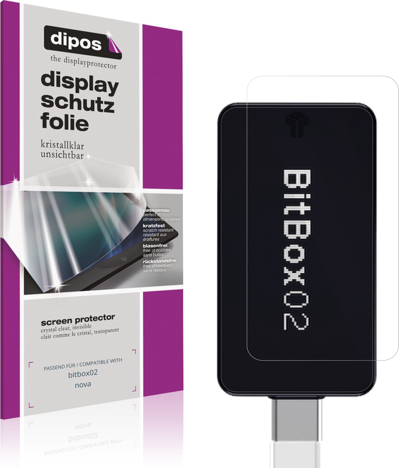 dipos – 4x Beschermfolie geschikt voor bitbox02 nova | Krasbestendige & heldere Screenprotector Ultra-Thin