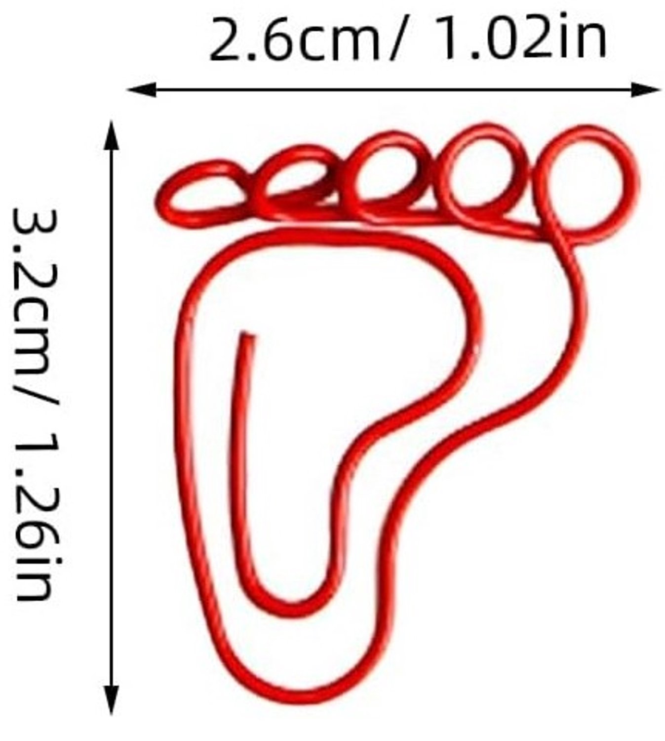Voetvormige Paperclips - Multicolor - 3,20 x 2,60 cm - Metalen Klemmen voor Documentorganisatie - Voor Kantoor en Thuis