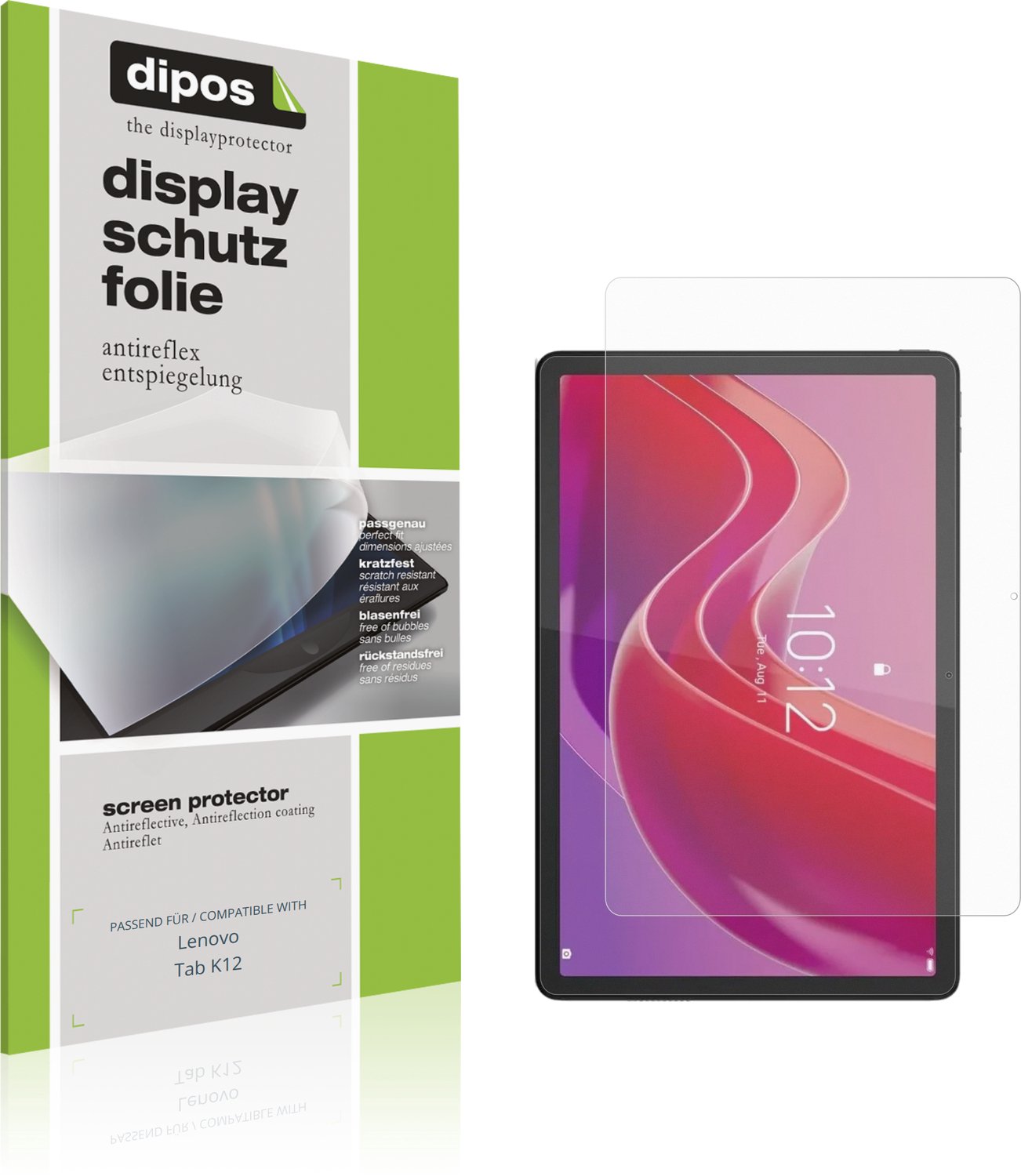 dipos – 2x Matte Beschermfolie geschikt voor Lenovo Tab K12 | Krasbestendige & antireflecterende Screenprotector Ultra-Thin