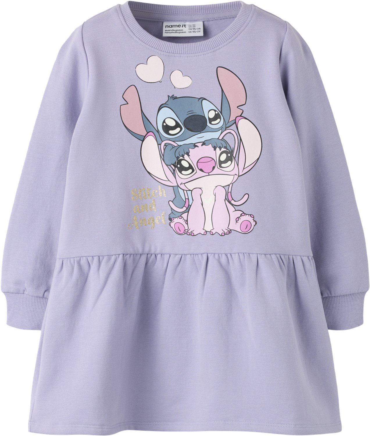 NAME IT NMFANSA STITCH SWE DRESS BRU WDI Meisjes Jurk - Maat 122