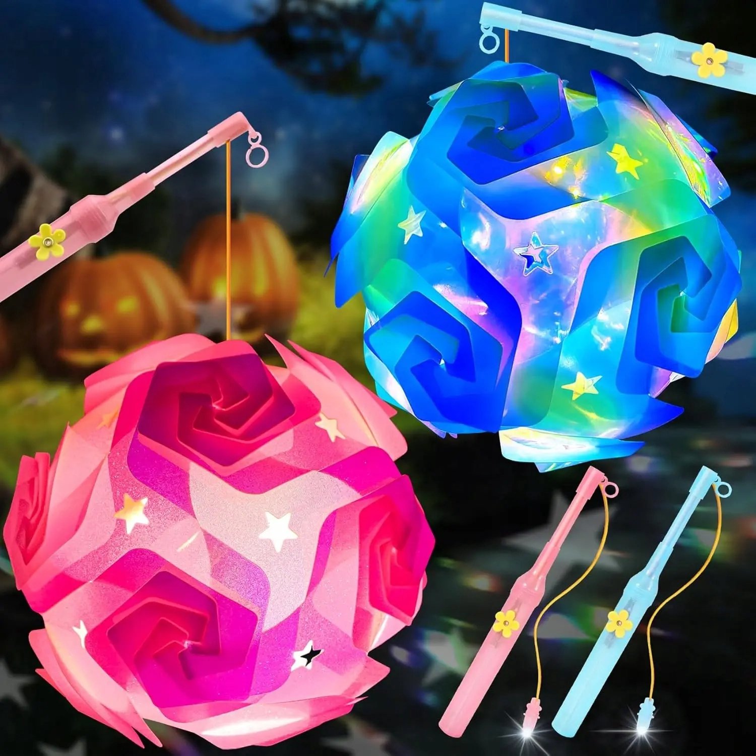 Lampion Set 2 Stuks - Blauw & Roze - Creatieve Knutselset