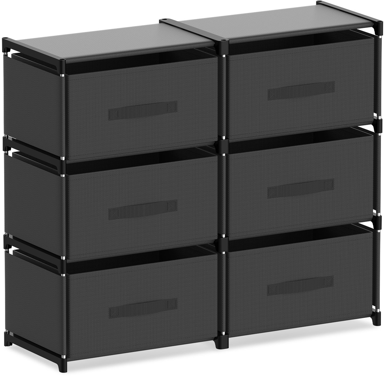 Soontrans - Ladekast met 6 Stoffen Lades - Dressoir en Opbergkast - Kast met Lades voor Slaapkamer - Woonkamer - Hal - Keuken en Kantoor - Compact Opbergrek - 80 x 26 x 67 cm - Zwart