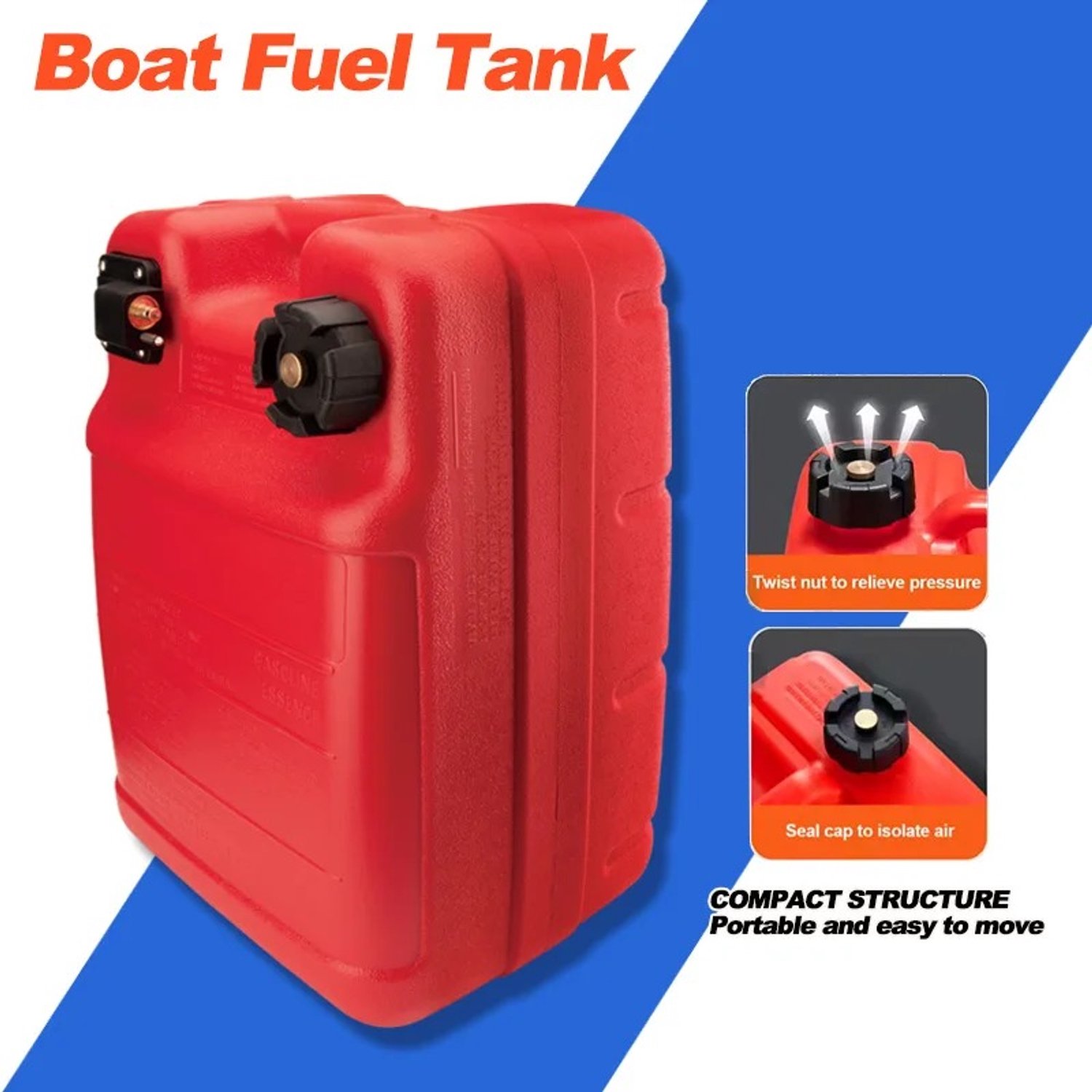 Cherrys Finds - Brandstoftank - 24L - Benzinetank Voor Boot - Buitenboordmotor - Corrosiebestendig - Bootbrandstoftank - 6 Gallon Maritieme Benzinetank - met Brandstofmeter – Draagbare Buitenboordmotor Brandstoftank voor Boten - Rood