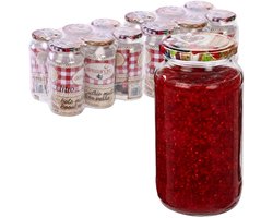 Alessandro Weckpotten / inmaakpotten Grandmas - 12x stuks - transparant - 1000 ml - met draaideksel - glas - lege potjes - voedsel bewaren