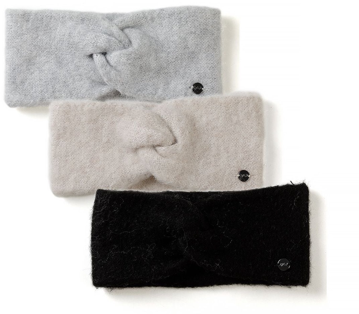 Minoti haarband meisje – met badge – set van 3 – zwart, crème en grijs
