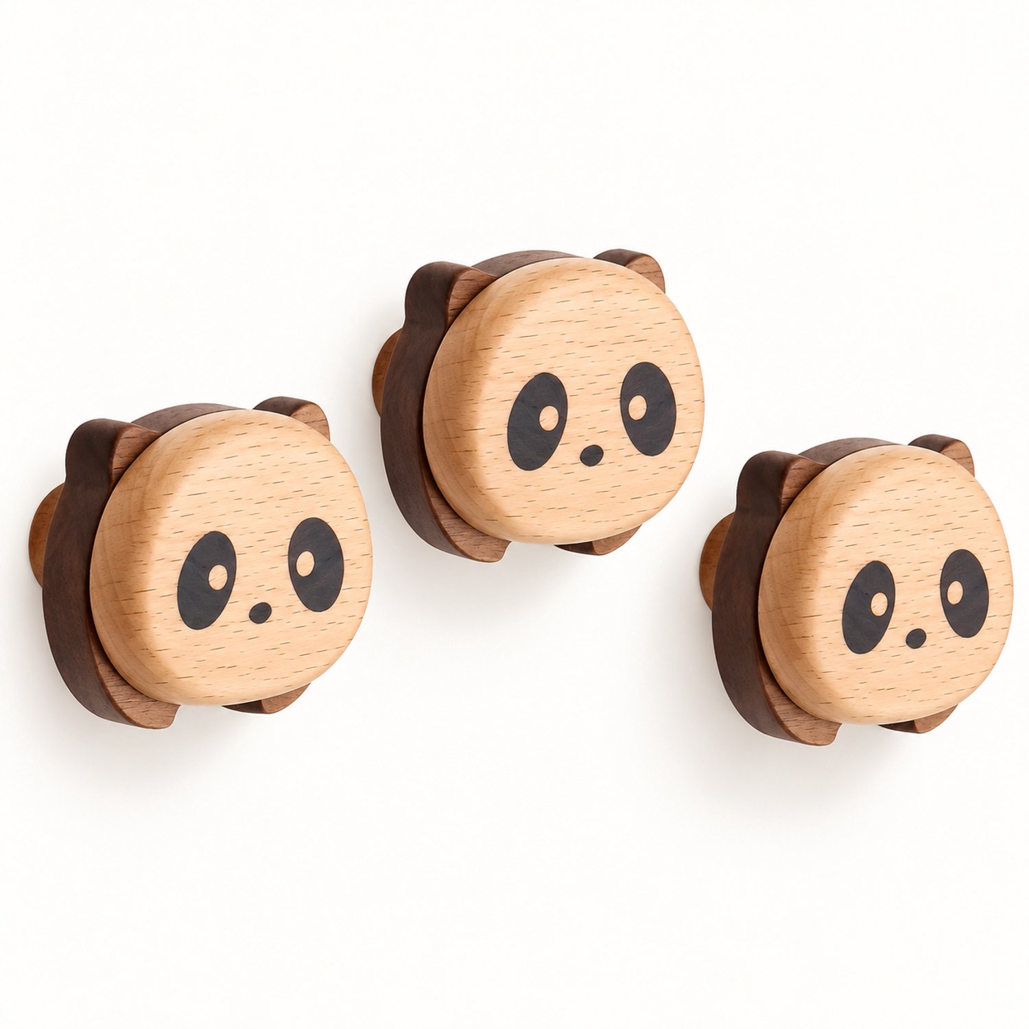 Vavida Wandhaakjes - Hout - Kinderkamer - 3 Stuks - Panda