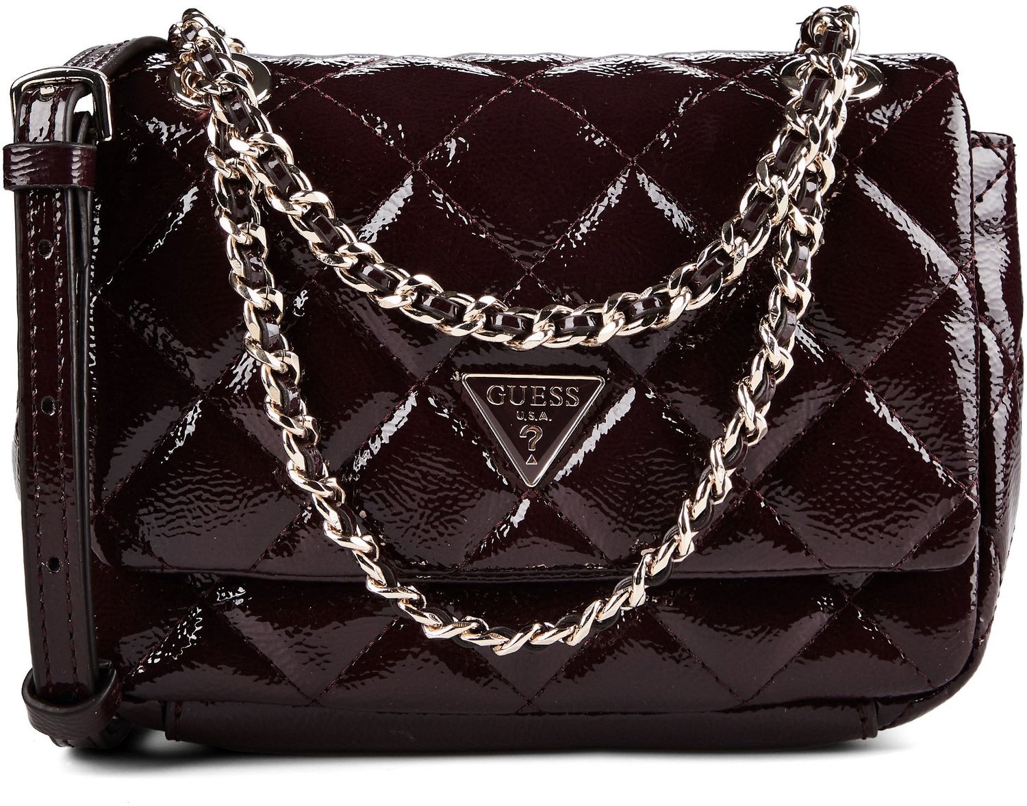 GUESS schoudertas Juliet Mini Flap Bag Burgundy donkerpaars