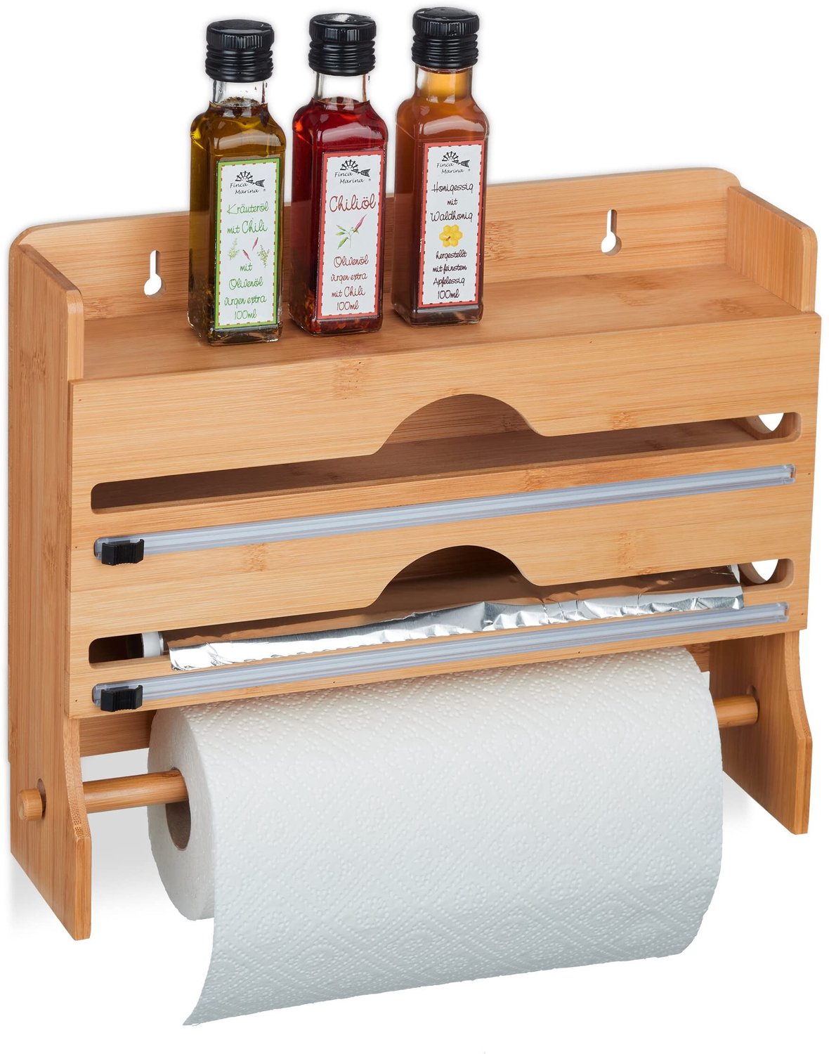 Famanu – 3-in-1 rolhouder voor keukenrol, vershoudfolie en aluminiumfolie