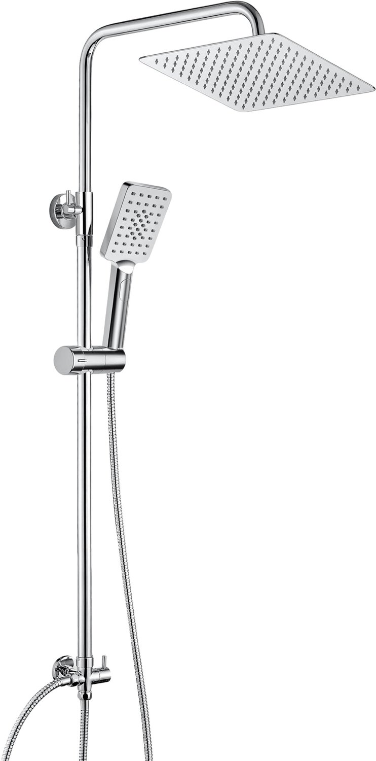 Famanu – Douche systeem RVS 304 met hoogte verstelbare regen douchekop 20x20cm