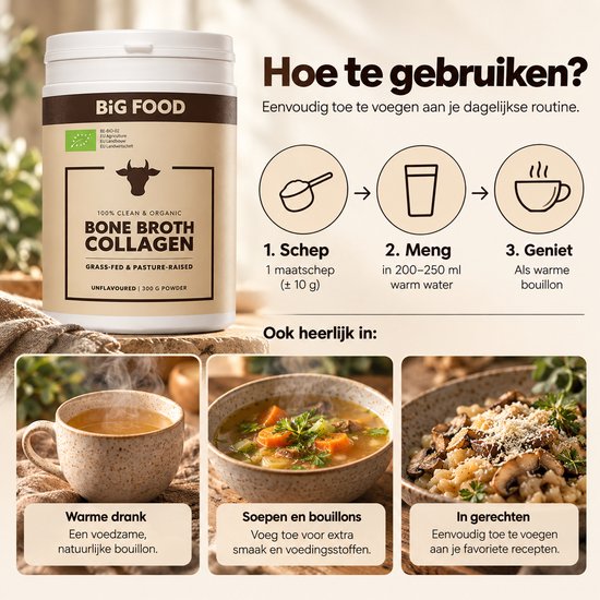 Hoe te gebruiken: 1 schep, 2 meng, 3 geniet. Ook heerlijk in warme drank, soepen en gerechten.