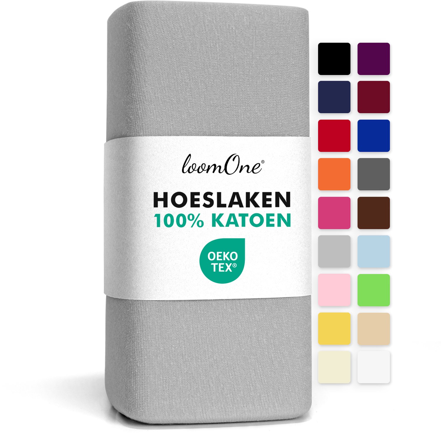 Loom One Hoeslaken – 100% Jersey Katoen – tot 40cm matrasdikte– 160 g/m² – voor Boxspring-Waterbed - Grijs, foto 2