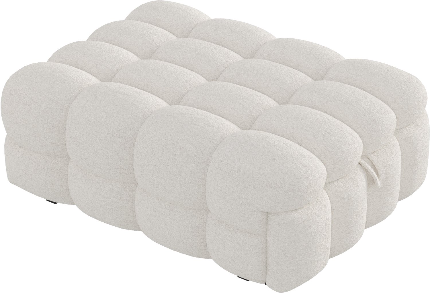MUVANO 2-in-1 slaapbank - Uitschuifbaar eenpersoons poefbed - Bouclé met schuimvulling - Draagvermogen 120 kg - Voor woonkamer en slaapkamer - Beige