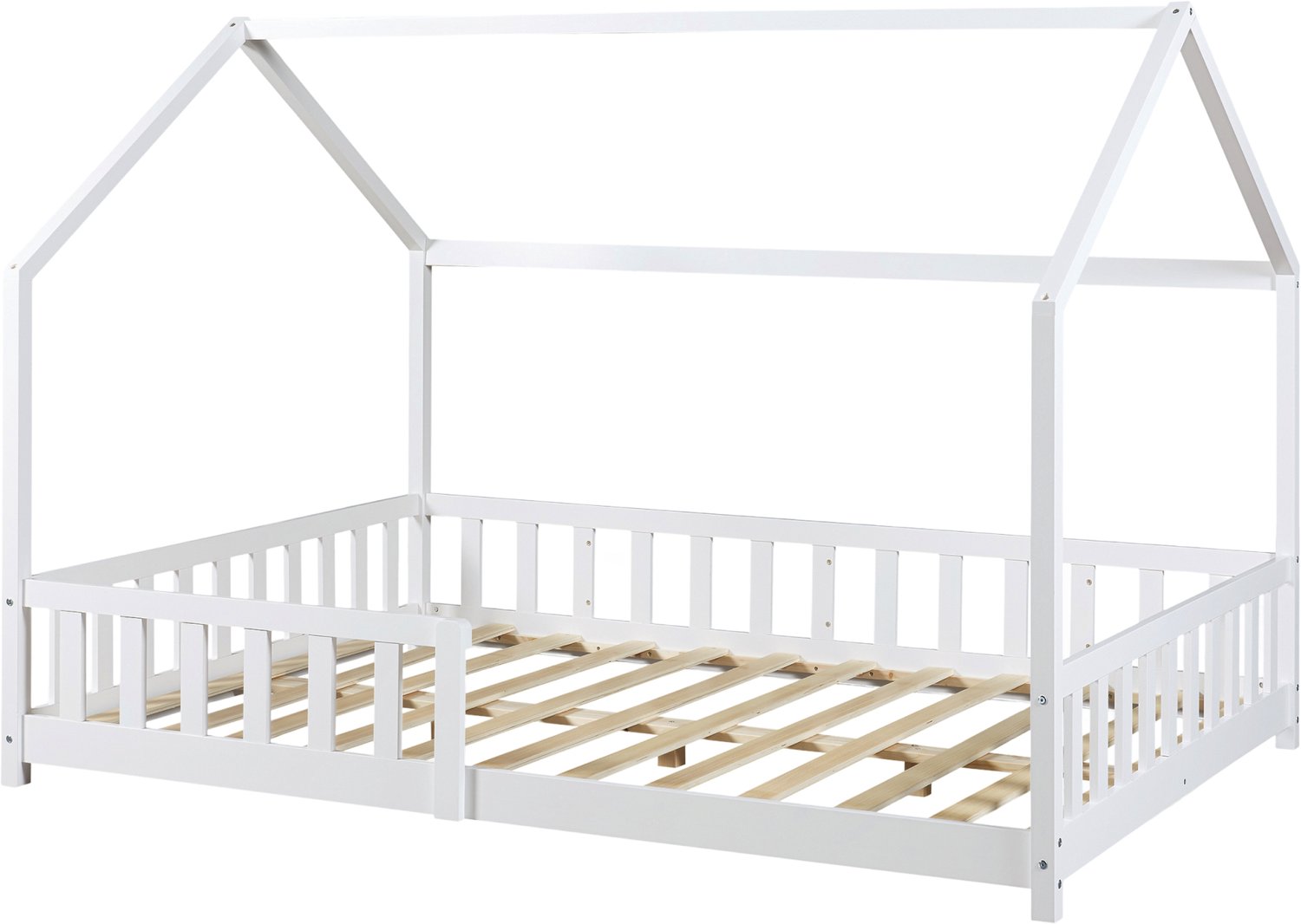 Kinderbed Hesel montessori bed met uitvalbeveiliging 140x200 cm wit [en.casa]