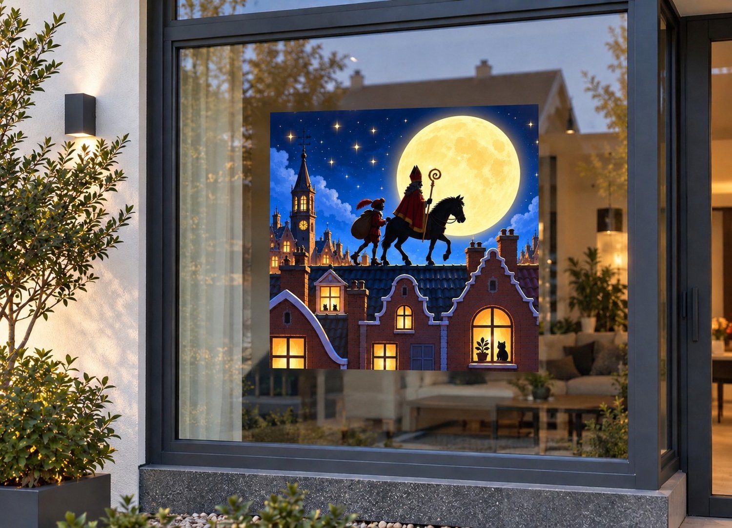 De Stickerman Sinterklaas Raamsticker 100cm Breed Herbruikbaar Weerbestendig (V24) Multi