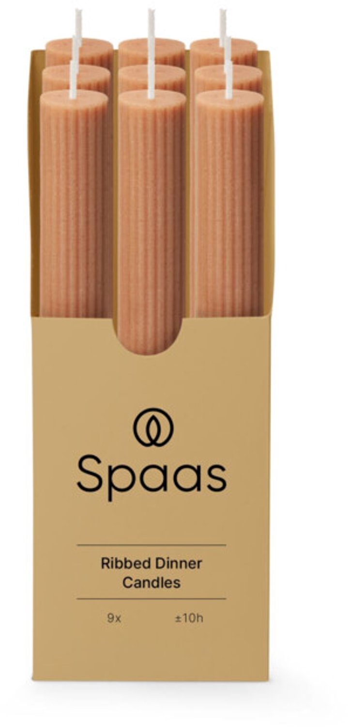 SPAAS Geribbelde Dinerkaars Lichte Aardetint 9 stuks