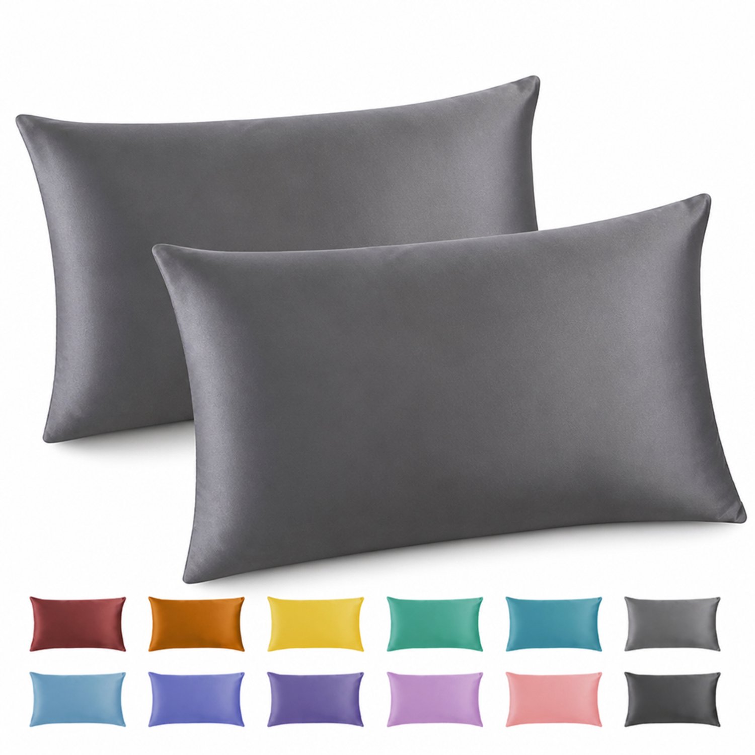Softica Kussensloop - Antraciet - 40x60 cm - Microvezel - Set van 2