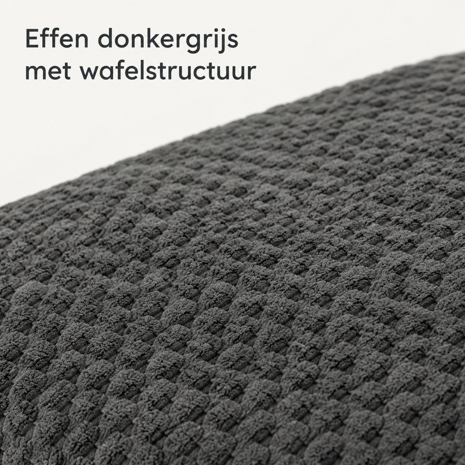 SWGOTA Donkergrijze flanellen deken 200 x 230 cm met wafelstructuur, polyester, verpakt met lint en kaart Donkergrijs