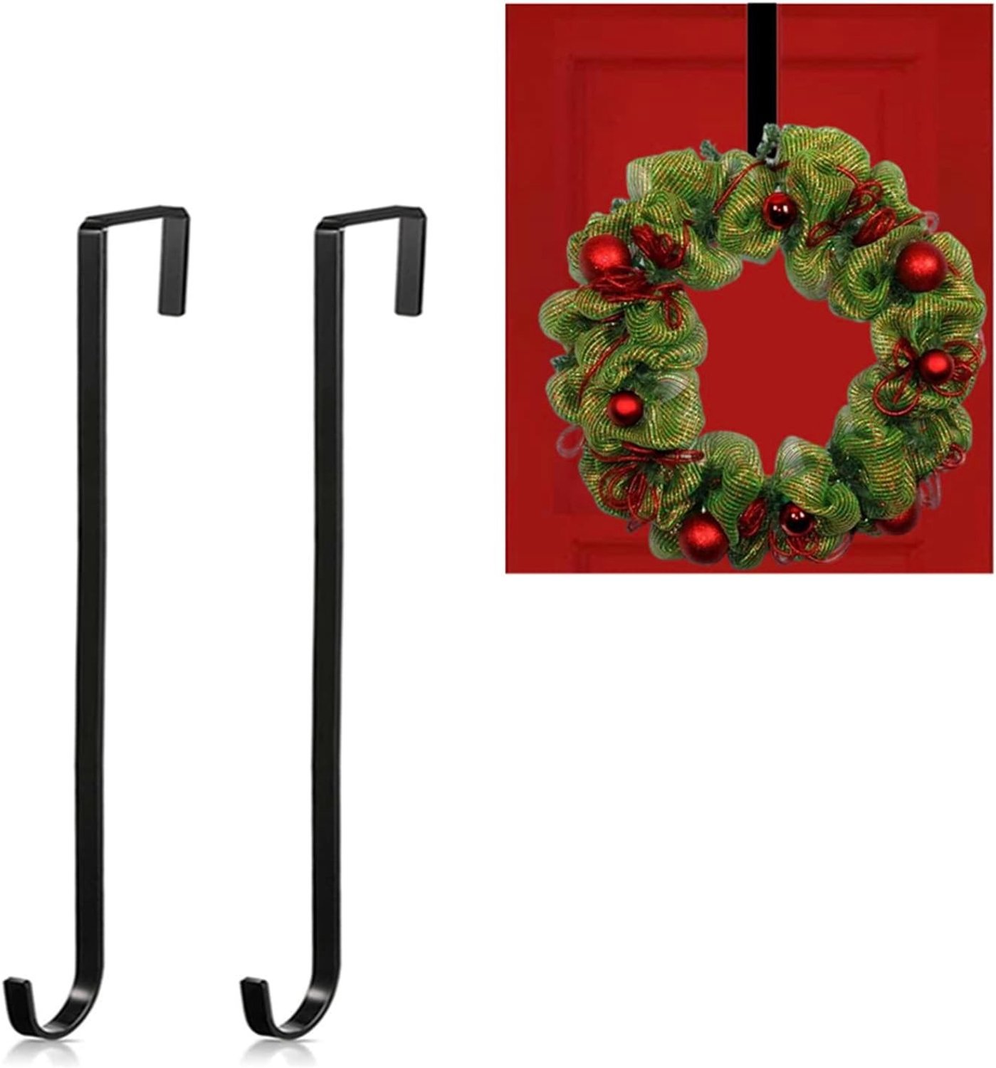 Kerstkrans Hanger - Zwart - 30 cm - Metalen Hanger voor Dikke Deuren - Voor Kerstmis Decoratie