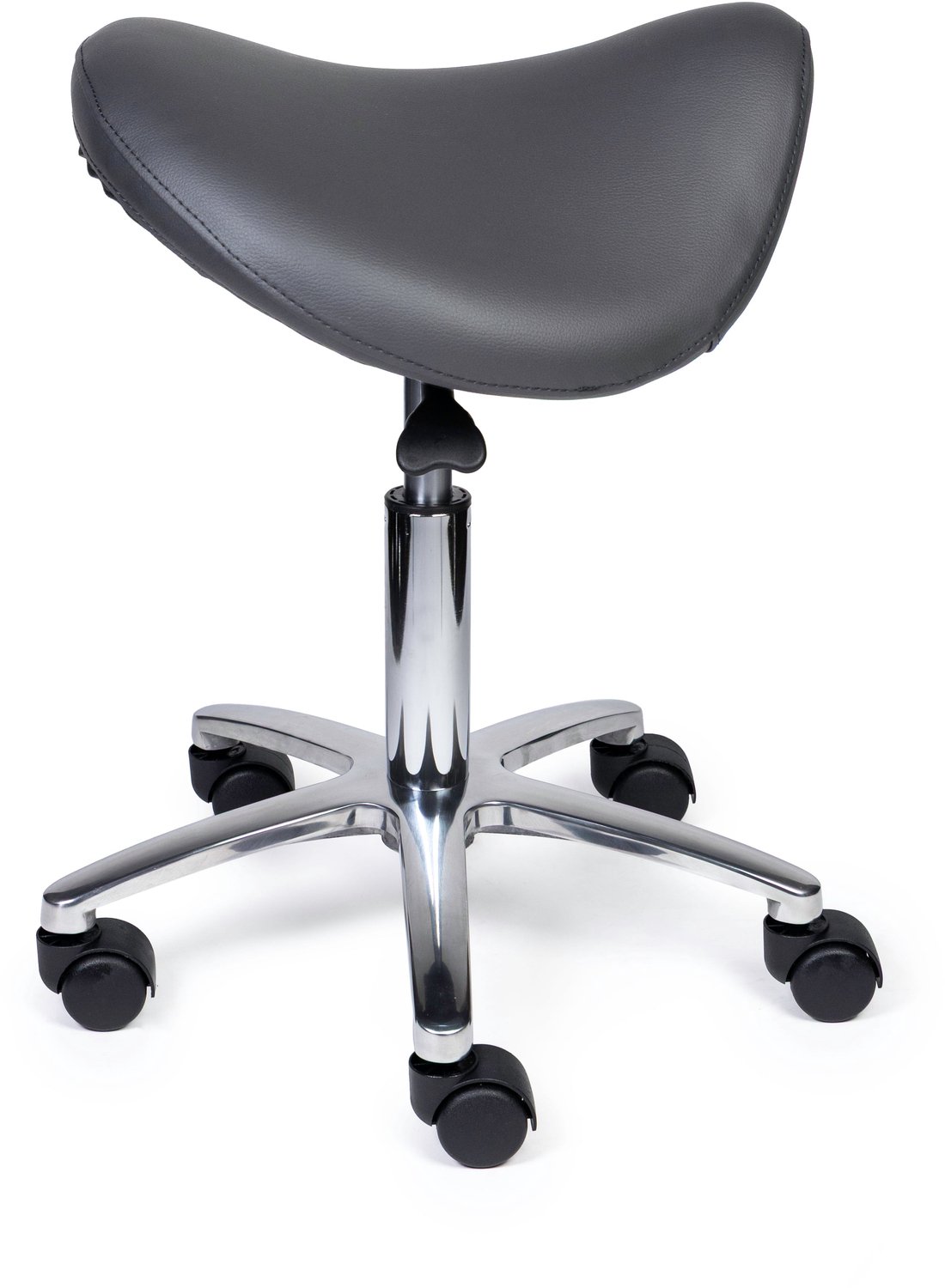 Ergonomische Zadelkruk Premium Grijs op Wielen Lage uitvoering (45-58cm) / Met voetensteun / Voetdoppen