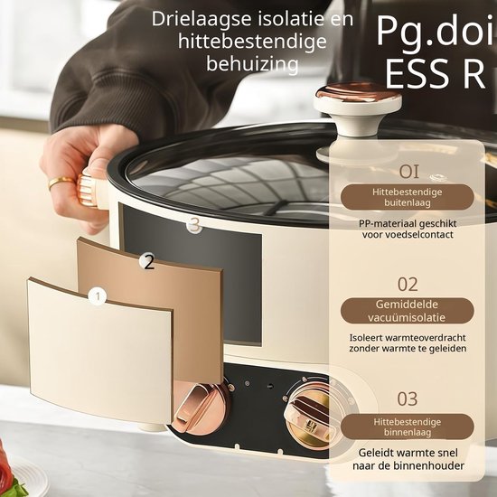 Warmara Hotpot - Elektrische Hotpot - Hot Pot - Wit - 40cm x 60cm x 30cm — afbeelding 4
