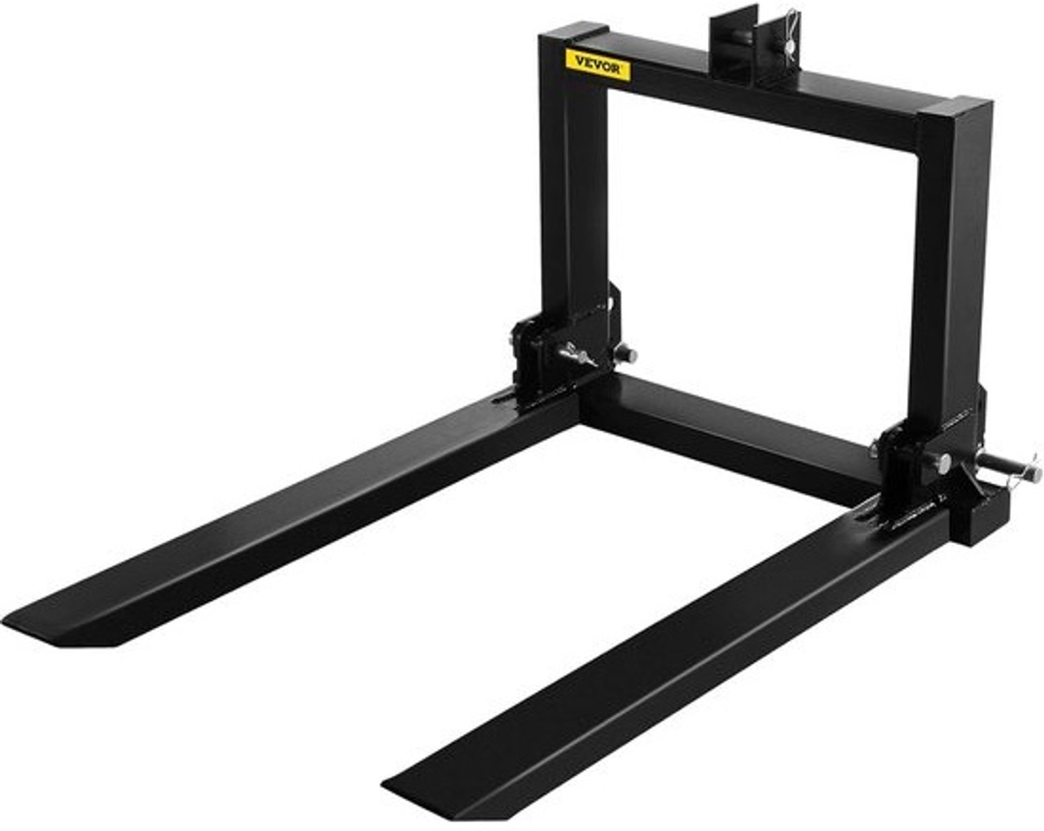 Palletvork 3-punts - Tractor aanbouwdeel - Goederen verplaatsen - 2000 pond draagvermogen - 104 inch breed - Zwart
