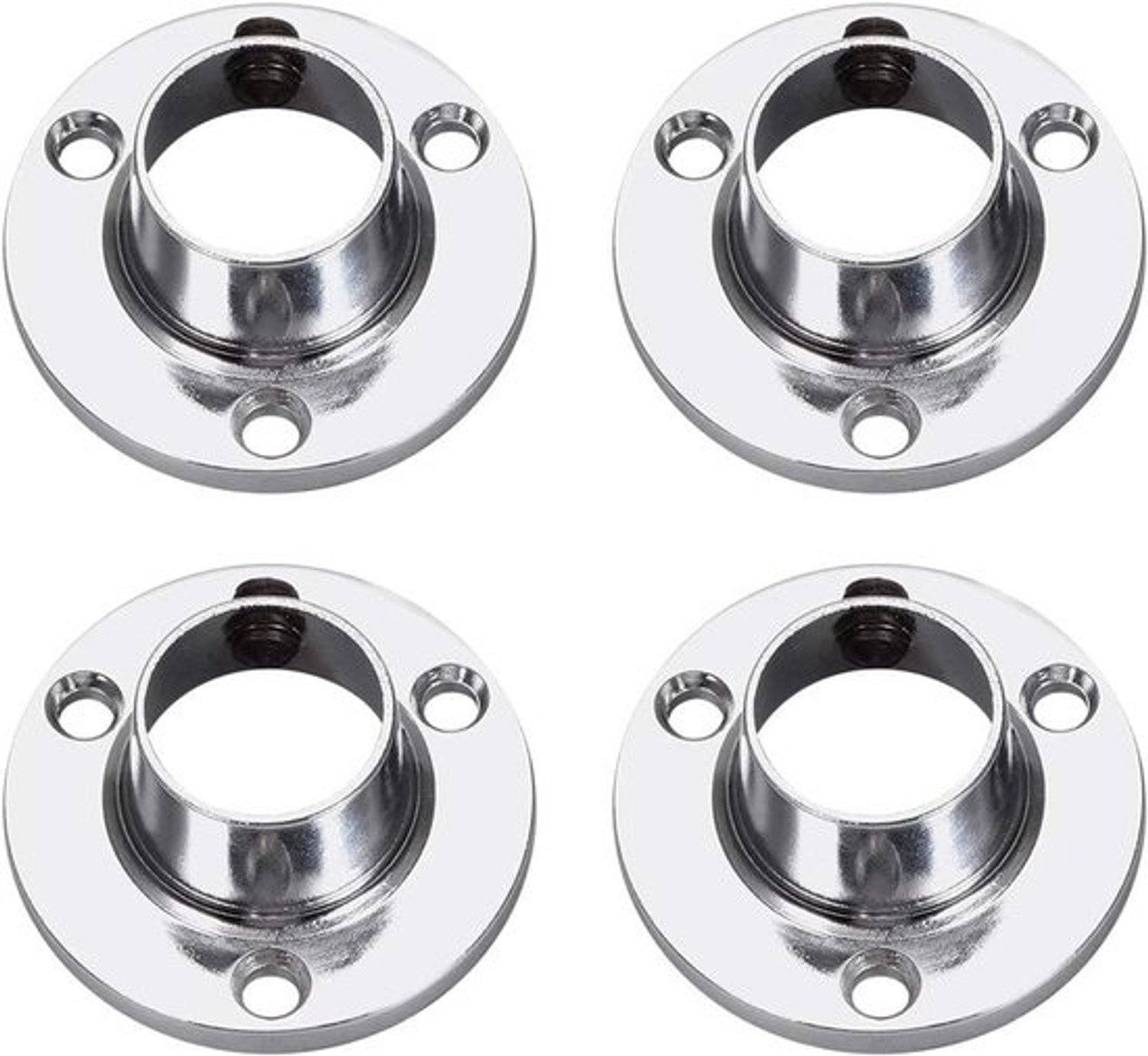 Kledingroede Flens - Steun Hanger - Garderobe Ophangen - Set van Vier - 16mm Diameter - Metaal