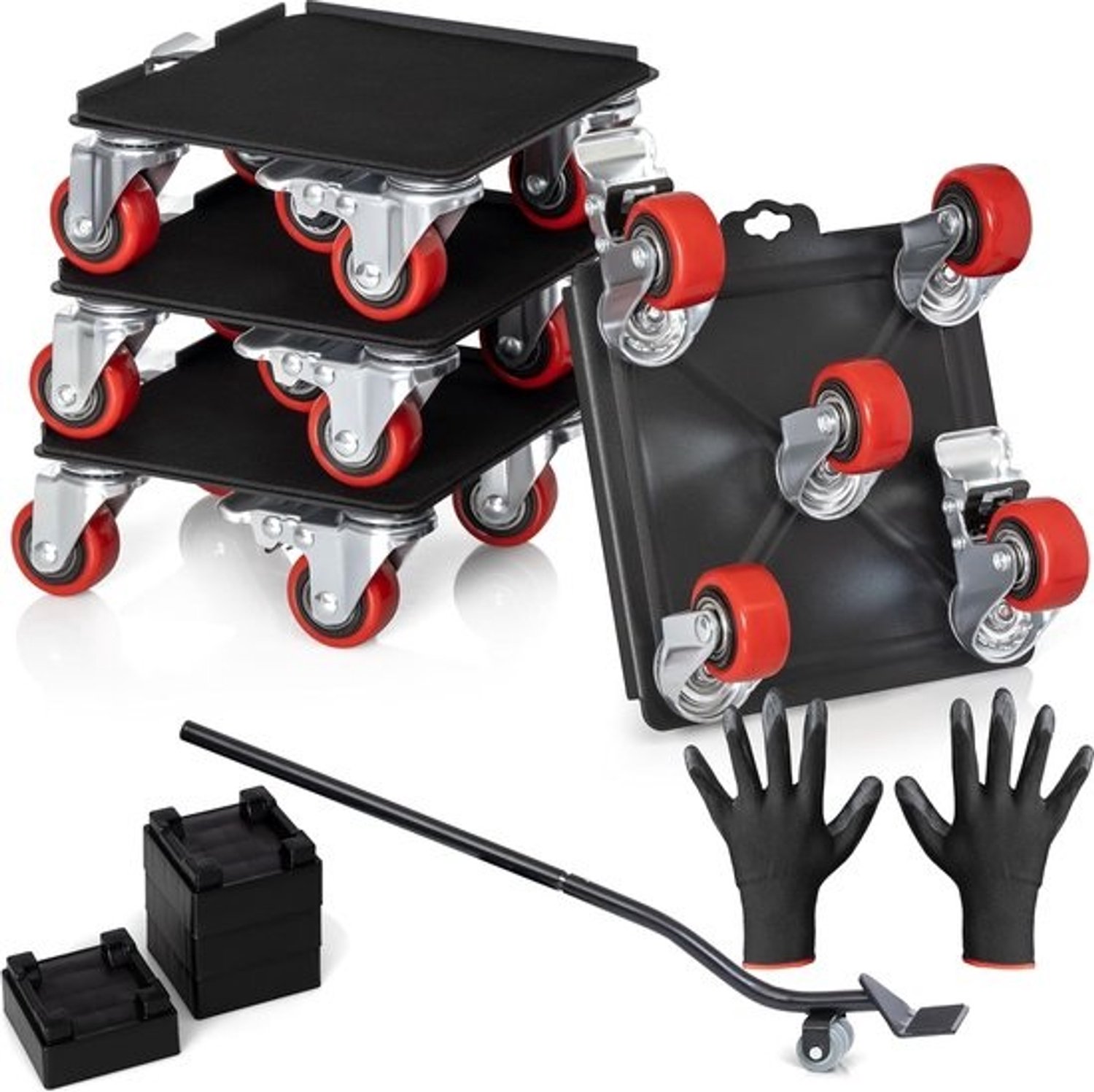 Meubels Dolly Set - Verhuis Hulp - Zwaar Verplaatsen - Dubbele Lagers - 6.3 Inch Wielen - Zwart