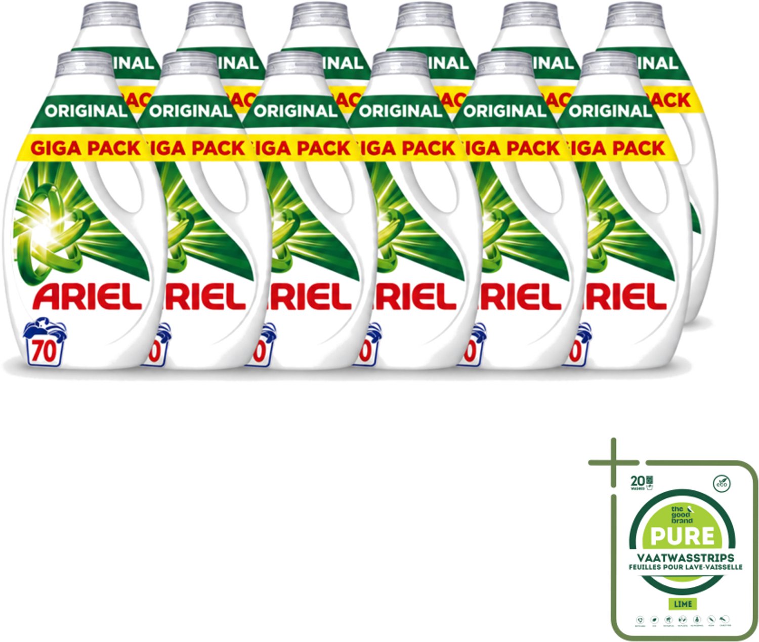 12 x Ariel – Vloeibaar Wasmiddel – Original – 3150 ml – 70 wasbeurten - Grootverpakking - Vaatwasstrips - Vloeibaar Wasmiddel - Vlekverwijdering - Wasmiddel Voor Vlekken - Wasmiddel Voor Kleding - Wasmiddel 3150 Ml