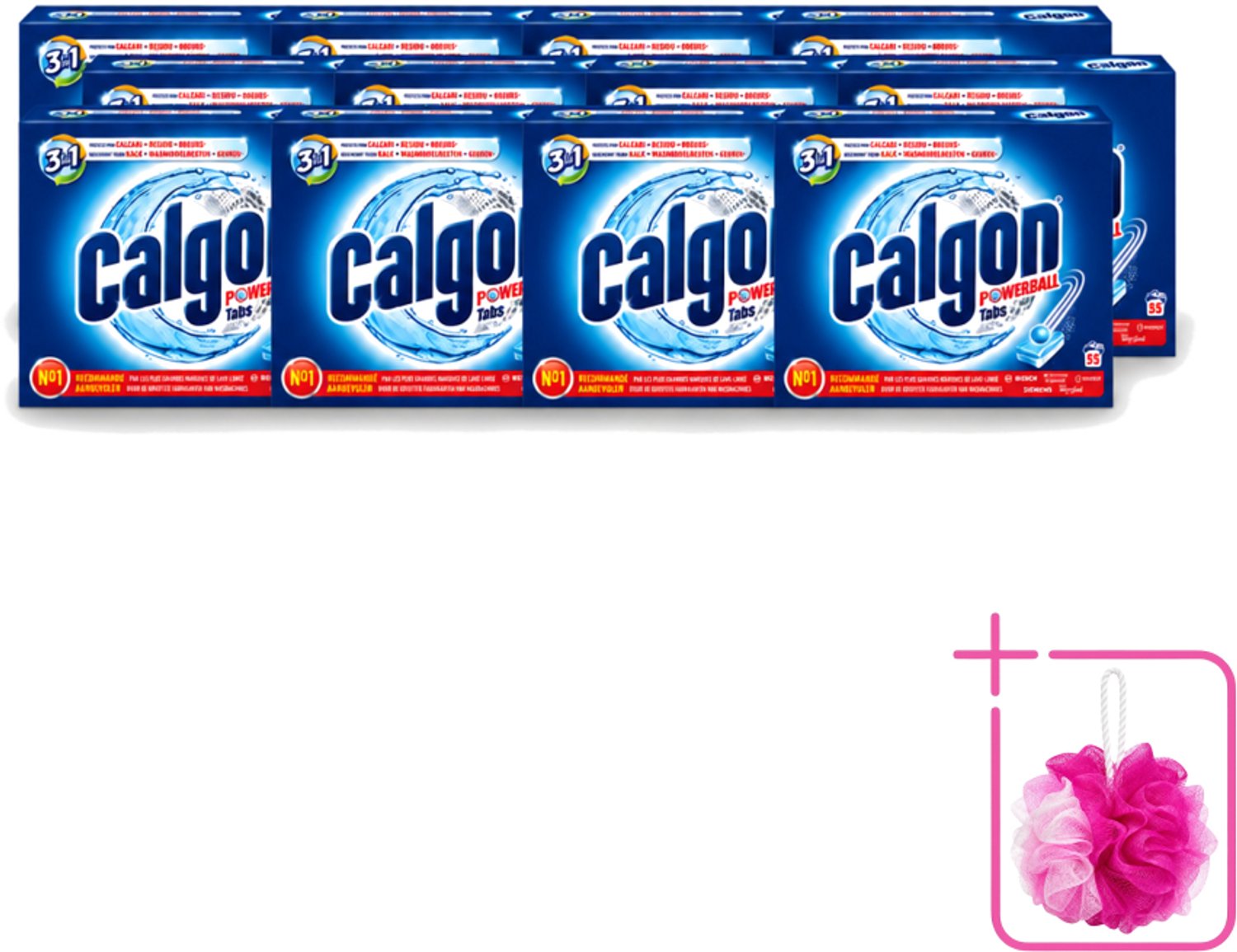 12 x Calgon - Wasmachinereiniger - Tegen Kalkaanslag / Wasmiddelresten / Geuren - 55 Tabletten - Bulkverpakking - Wasmachine reinigen - Douchemop - Kalkaanslag voorkomen