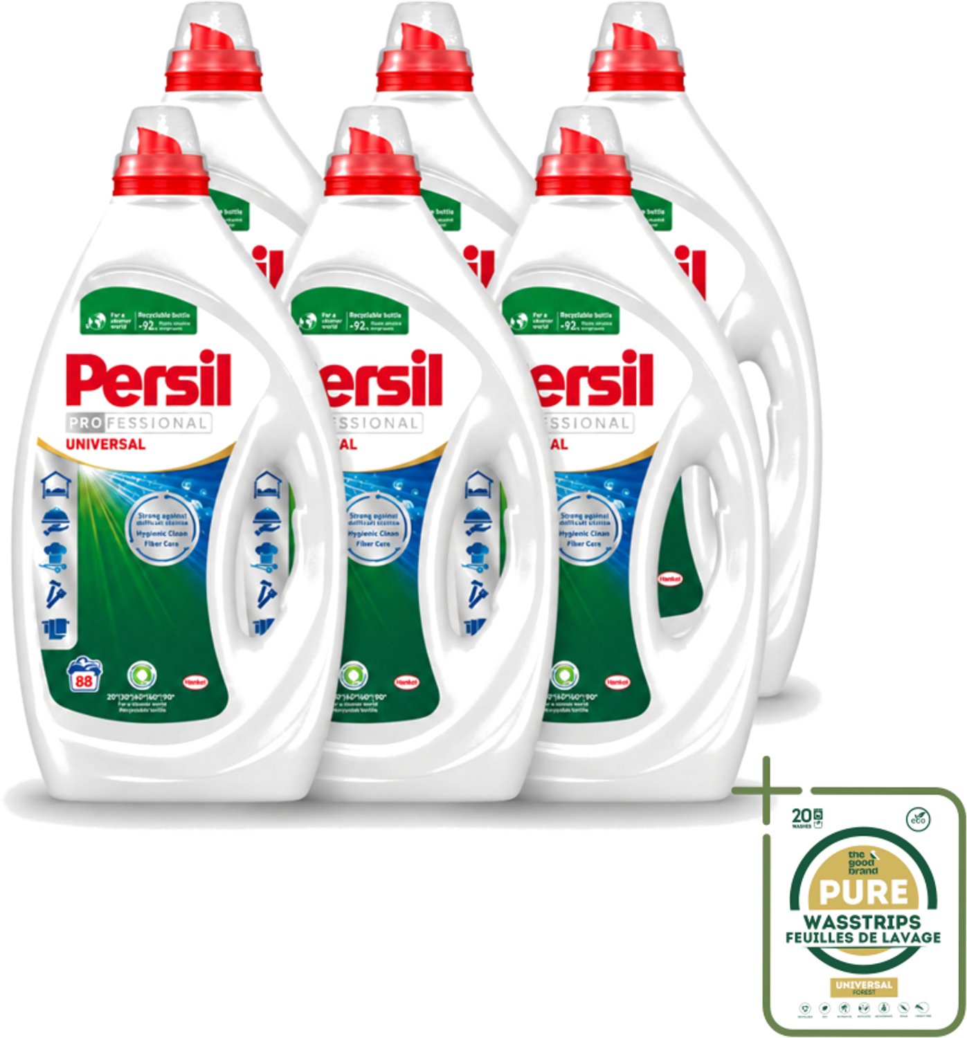 6 x Persil Professional - Universal - Vloeibaar Wasmiddel - Witte en Gekleurde Was - 88 Wasbeurten - Wasstrips - Wasmiddel - Wasmachine - Vlekverwijdering - Frisheid - Wasgoed