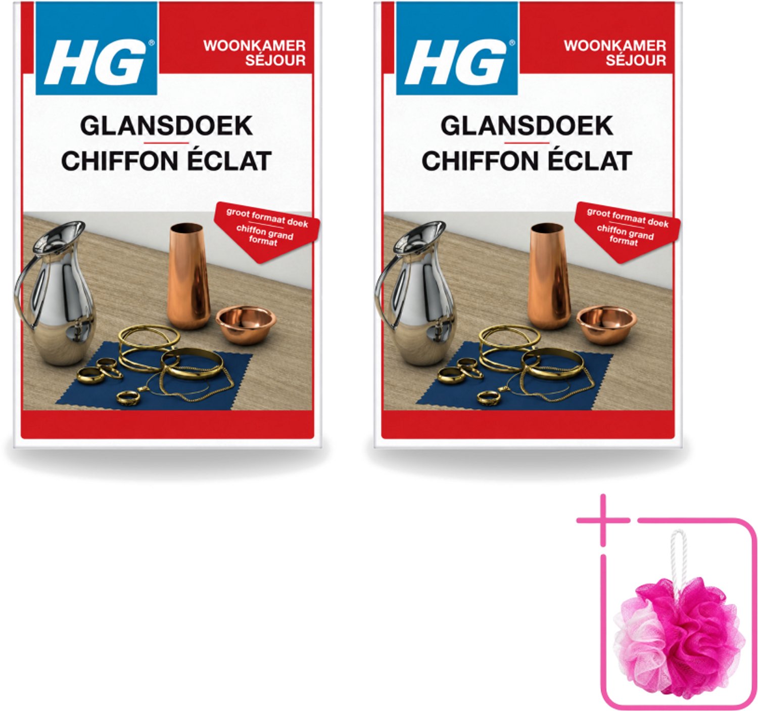 2 x HG - Zilver Glansdoek - Groot Formaat - Optimale Glans - 1 Doek - Bulkverpakking - Zilveren glansdoek - Douchemop - Glans herstellen