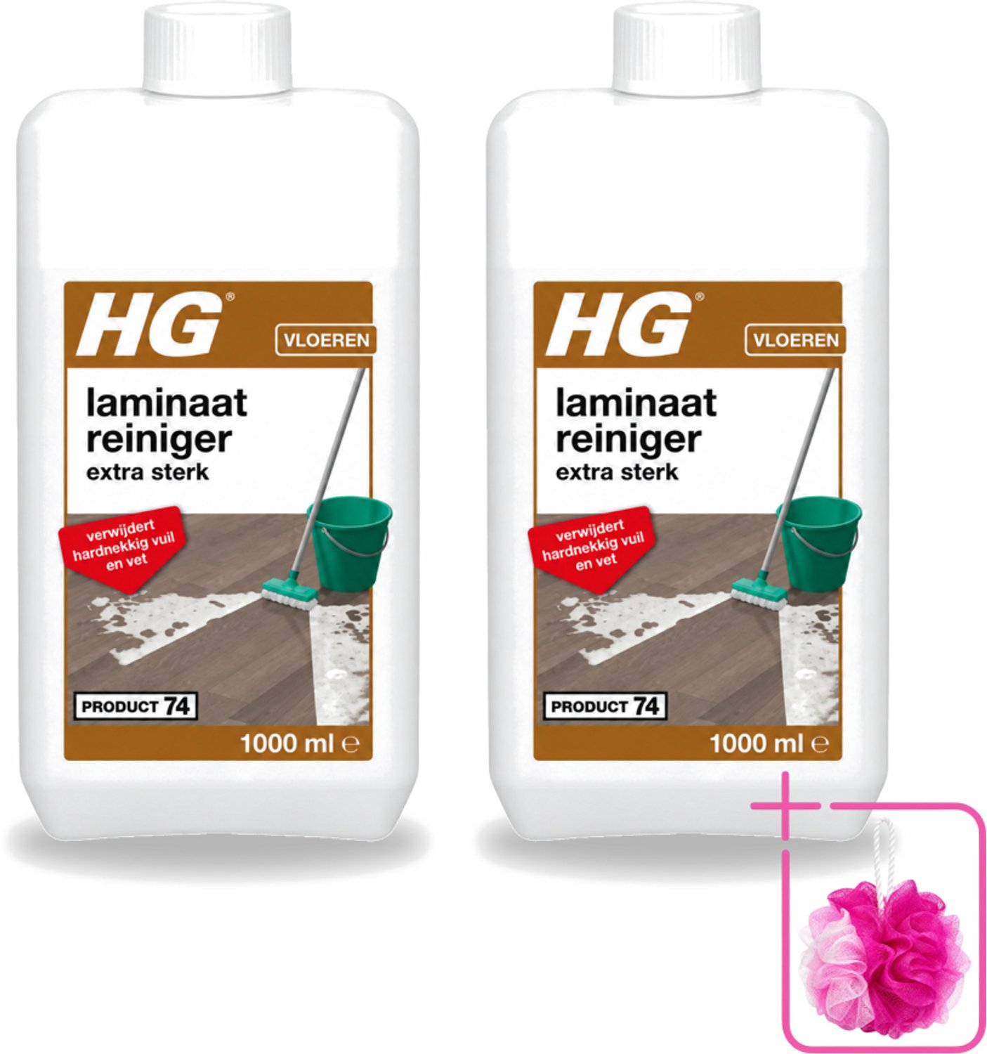 2 x HG - Laminaat, Vinyl & PVC Reiniger - Extra Sterk - Verwijdert Hardnekkig Vuil & Vet - 1L - Bulkverpakking - Laminaatreiniger - Douchemop - Laminaat reinigen