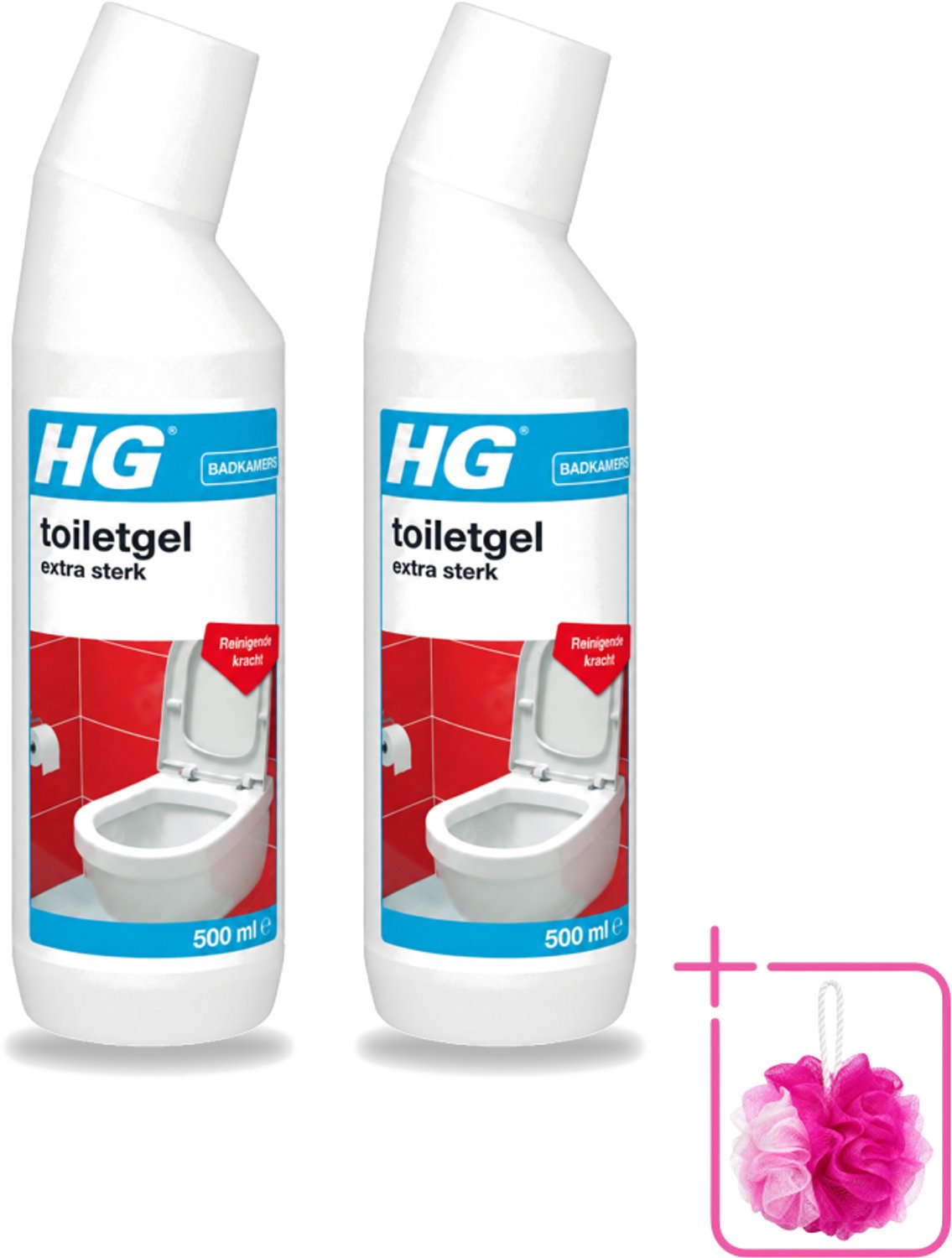 2 x HG - Badkamers - Toiletgel Extra Sterk - Reinigende Kracht - 500 ml - Bulkverpakking - Toiletgel - Douchemop - Toilet reinigen