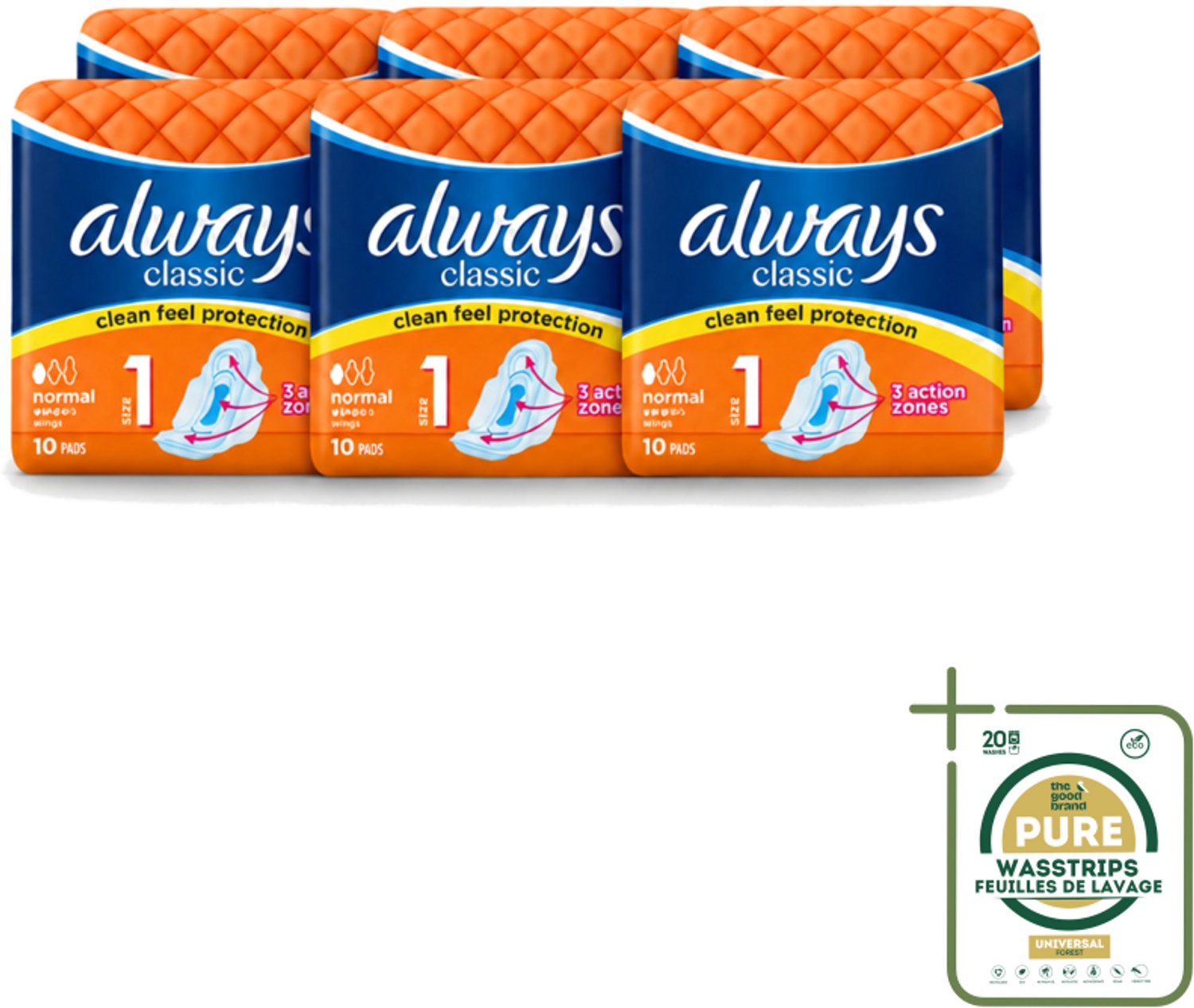 6 x Always Classic - Maandverband - Normaal met Vleugels - 10 Maandverbandjes - Maandverband - Menstruatie - Bescherming - Vleugels - Normale Menstruatie