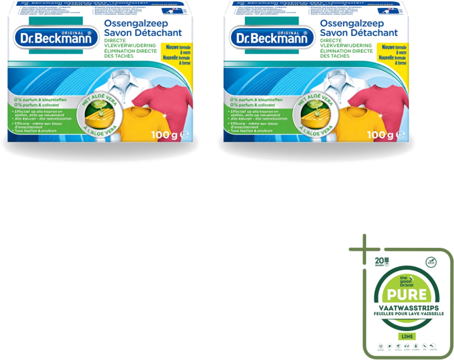 2 x Dr.Beckmann - Vlekkenverwijderaar - Ossengalzeep Met Aloë Vera - Witte en Gekleurde Was - 100g - Grootverpakking - Vaatwasstrips - Vlekkenverwijderaar - Textiel Reinigen - Tapijt Reinigen - Meubel Reinigen - Aloë Vera