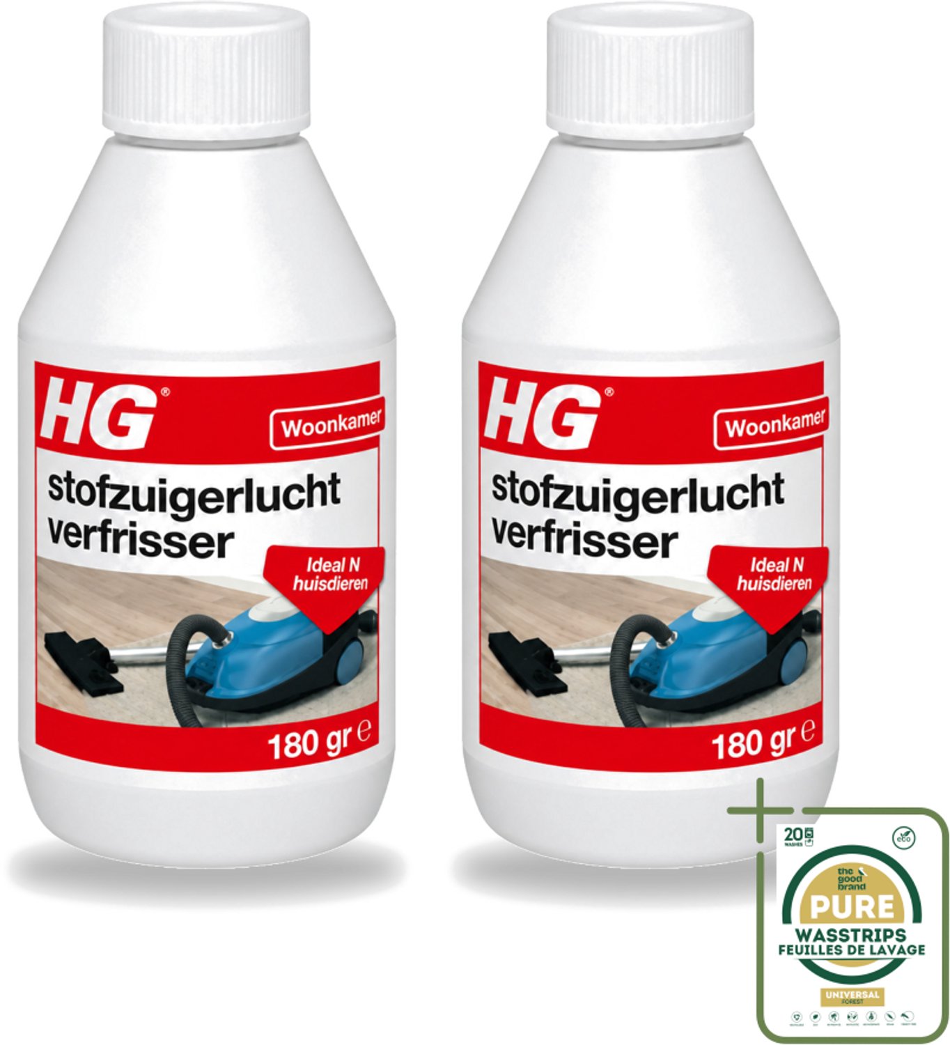 2 x HG - Stofzuigerlucht Verfrisser - Frisse Geur tijdens Stofzuigen - 180 g - Wasstrips - Stofzuiger Geur - Stofzuiger Lucht Verfrisser - Geur Neutraliseren - Stofzuiger Geur Beheersen - Stofzuiger Geur Oplossen